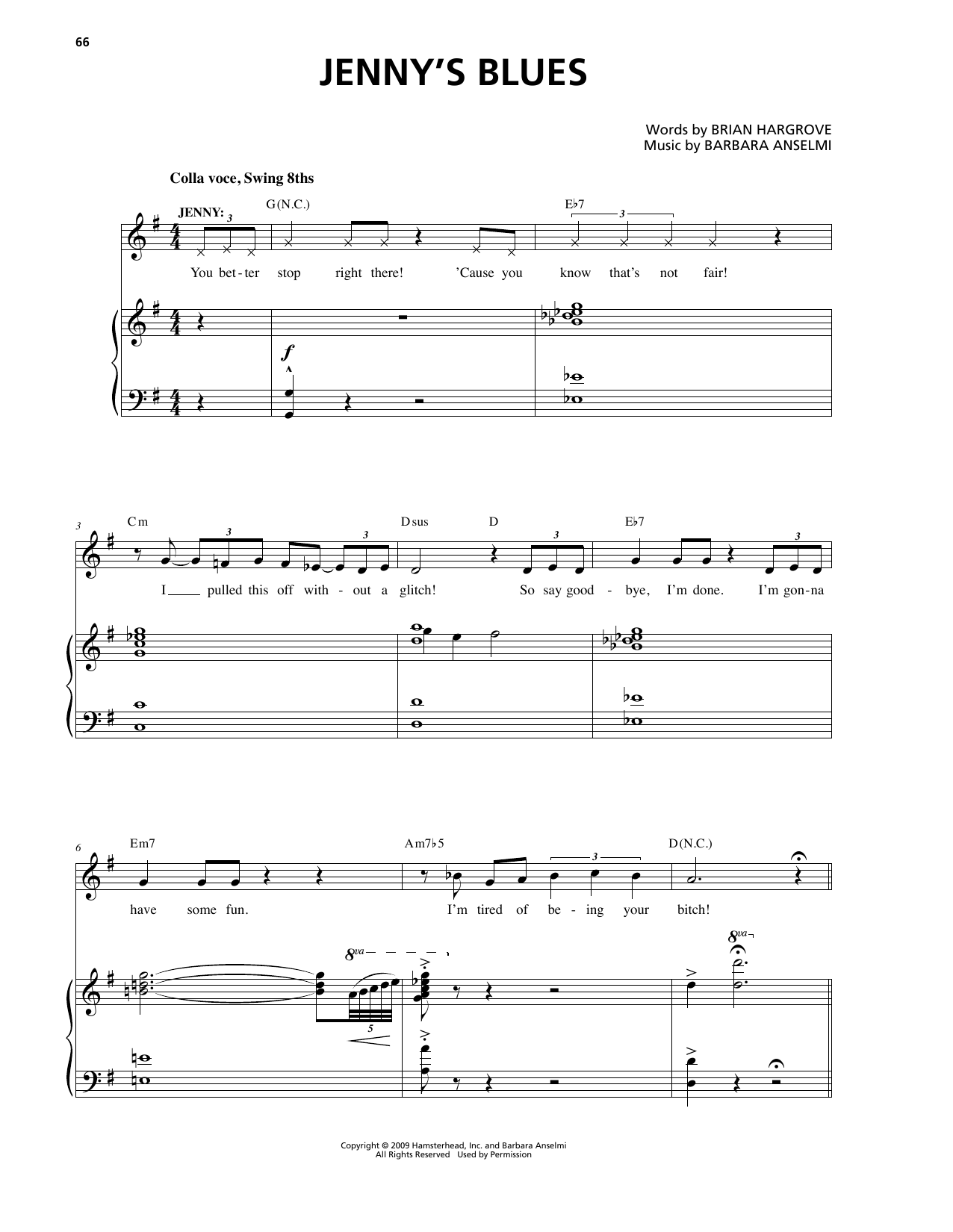 Barbara Anselmi & Brian Hargrove Jenny's Blues Sheet Music