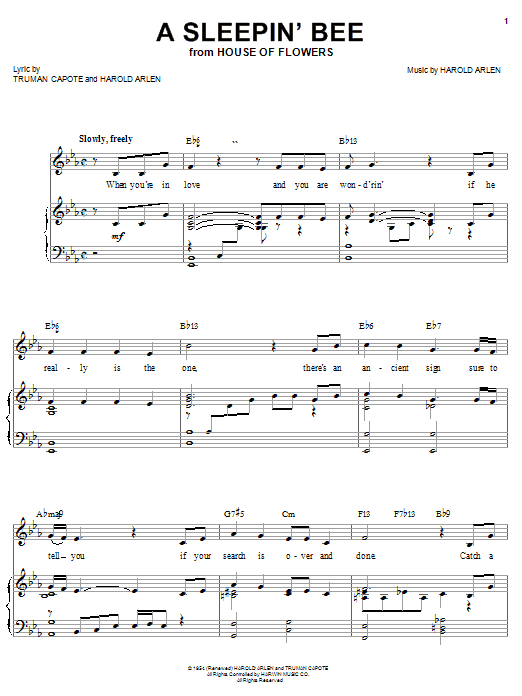 Barbra Streisand A Sleepin' Bee Sheet Music