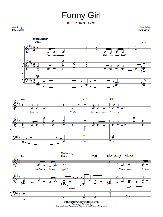 Barbra Streisand Funny Girl Sheet Music