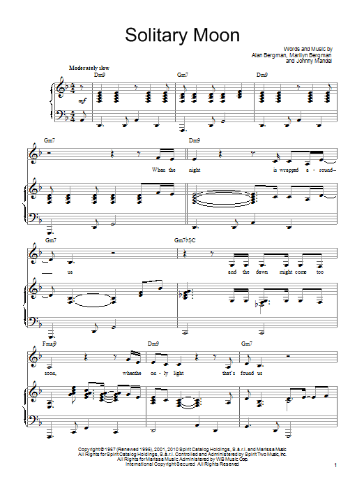 Barbra Streisand Solitary Moon Sheet Music