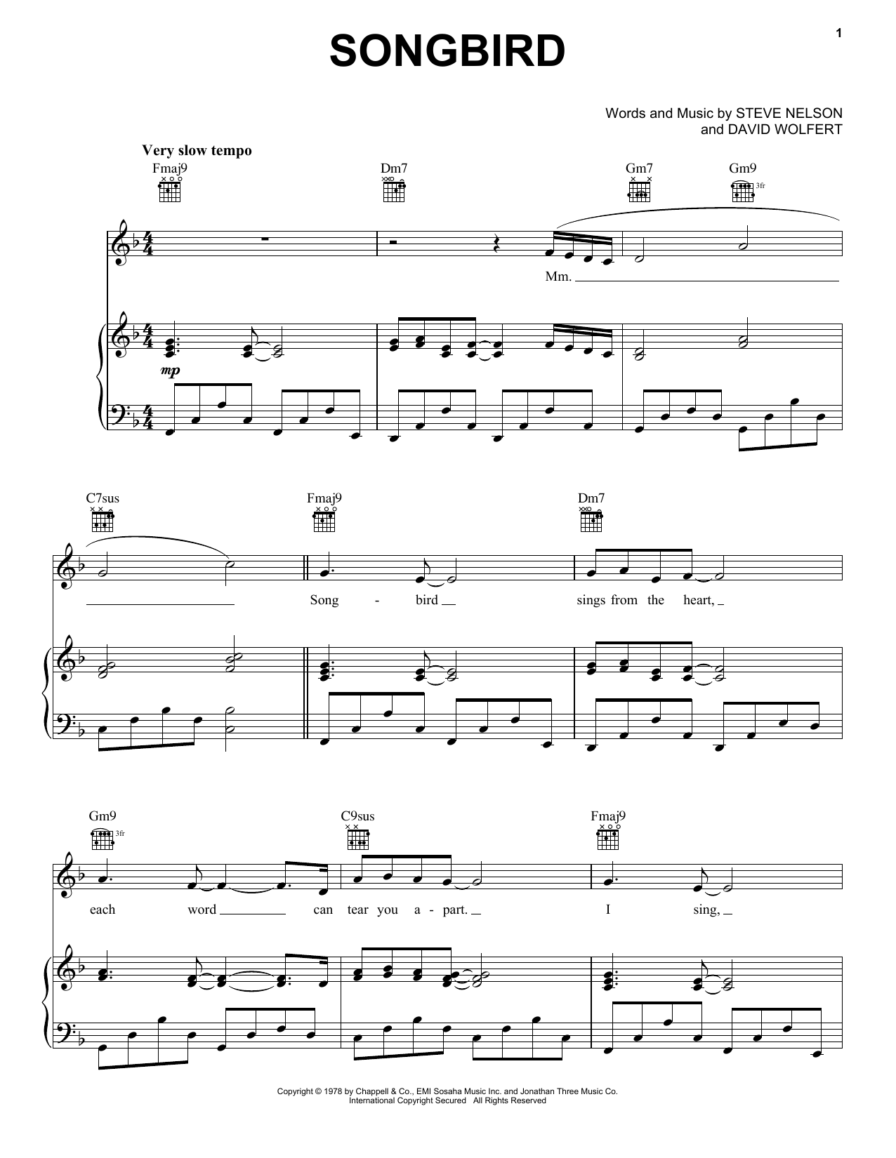 Barbra Streisand Songbird Sheet Music