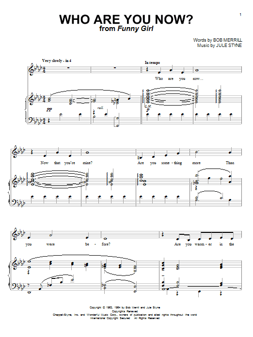 Barbra Streisand Who Are You Now? Sheet Music