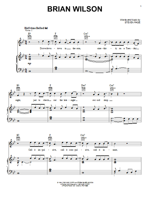 Barenaked Ladies Brian Wilson Sheet Music