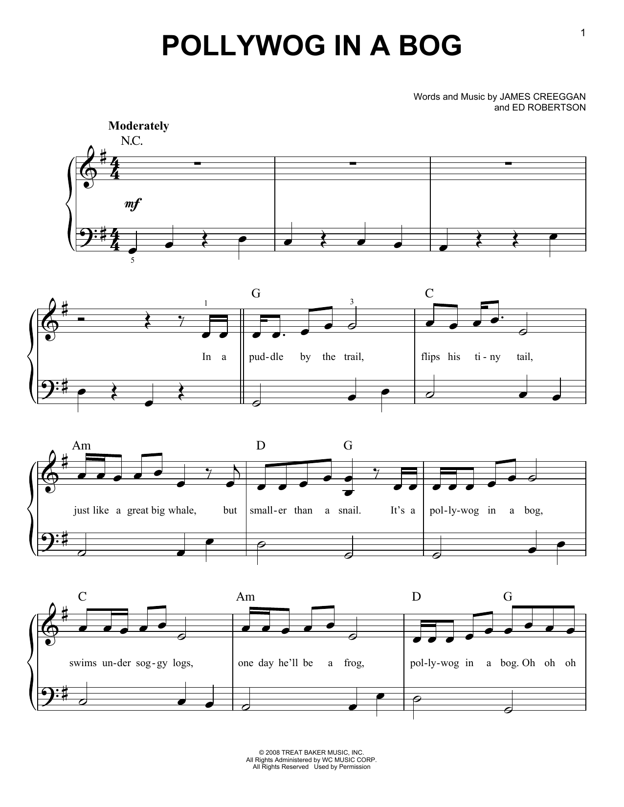 Barenaked Ladies Pollywog In A Bog Sheet Music