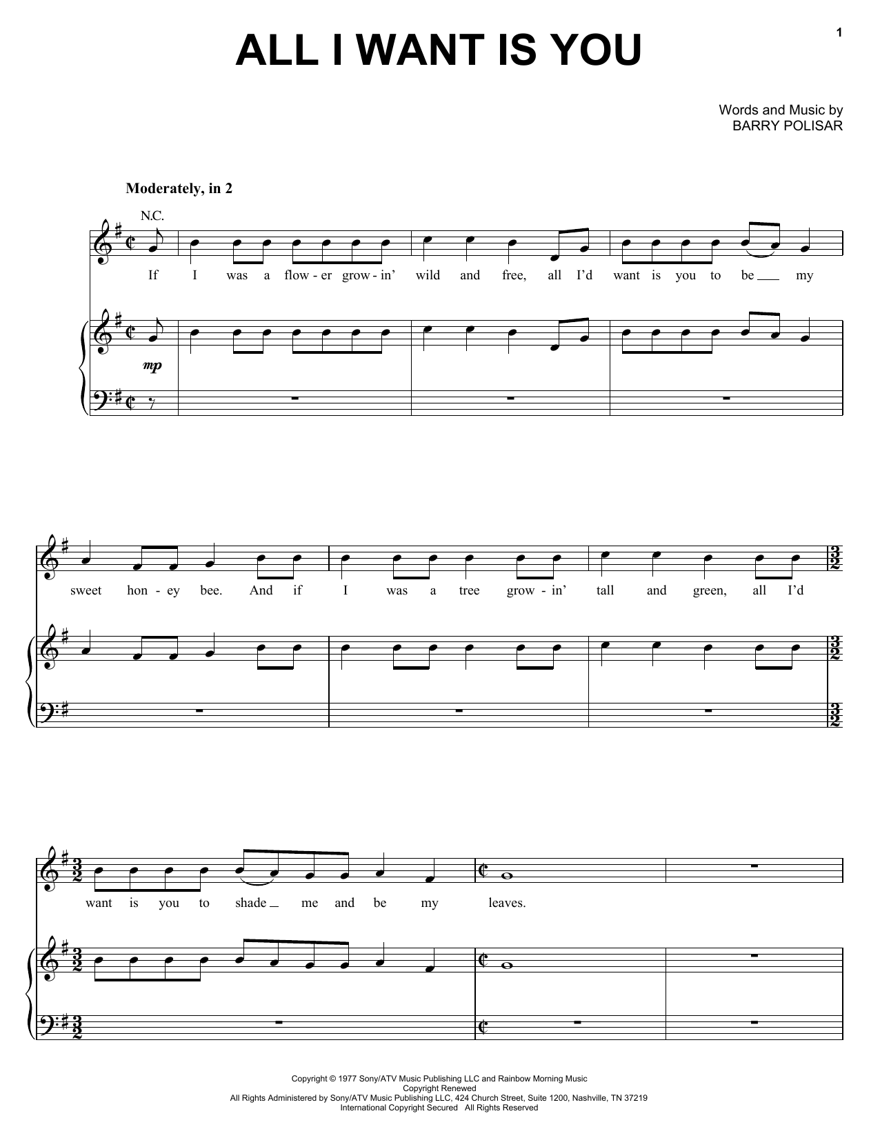 Barry Louis Polisar All I Want Is You Sheet Music