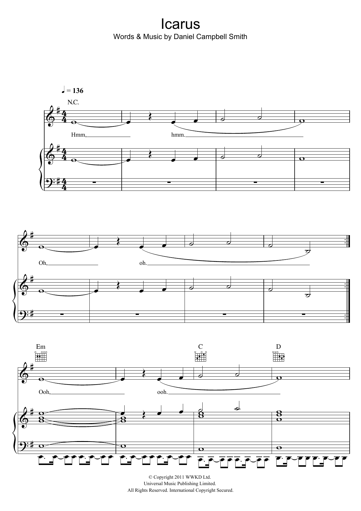 Bastille Icarus Sheet Music
