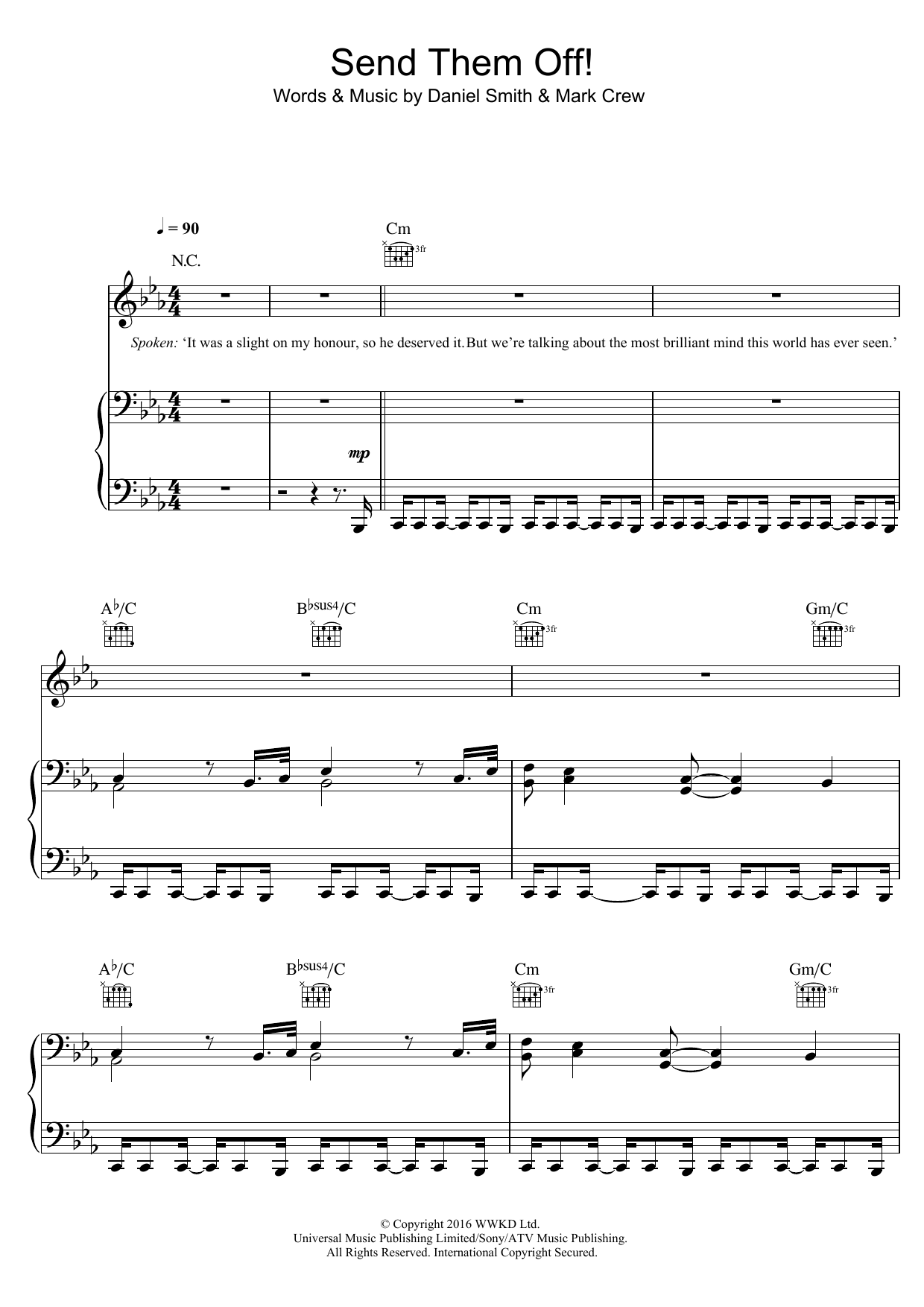 Bastille Send Them Off Sheet Music
