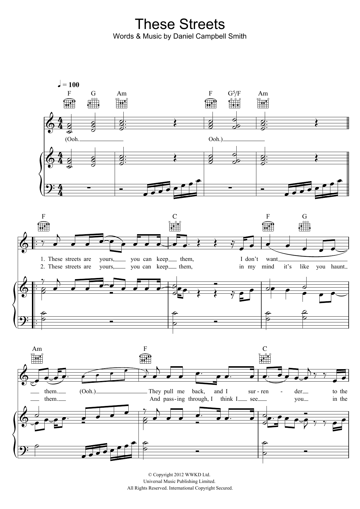 Bastille These Streets Sheet Music