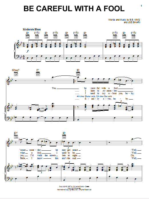 B.B. King Be Careful With A Fool Sheet Music