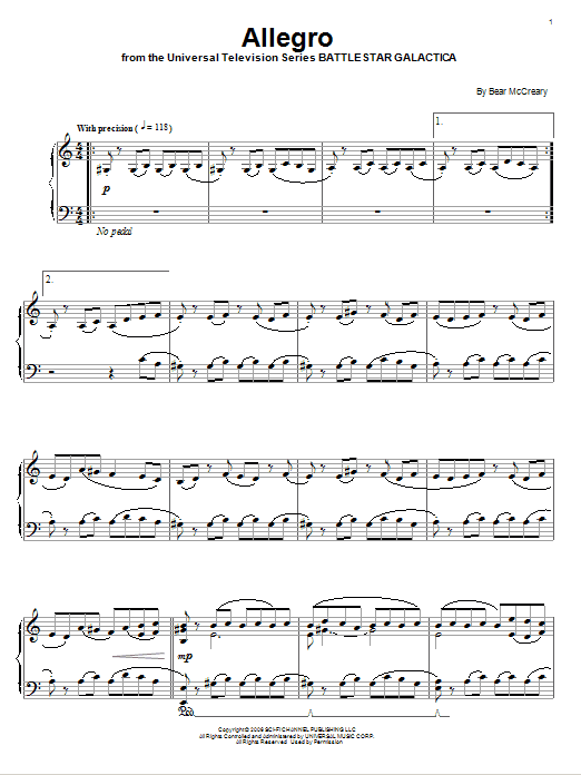 Bear McCreary Allegro Sheet Music