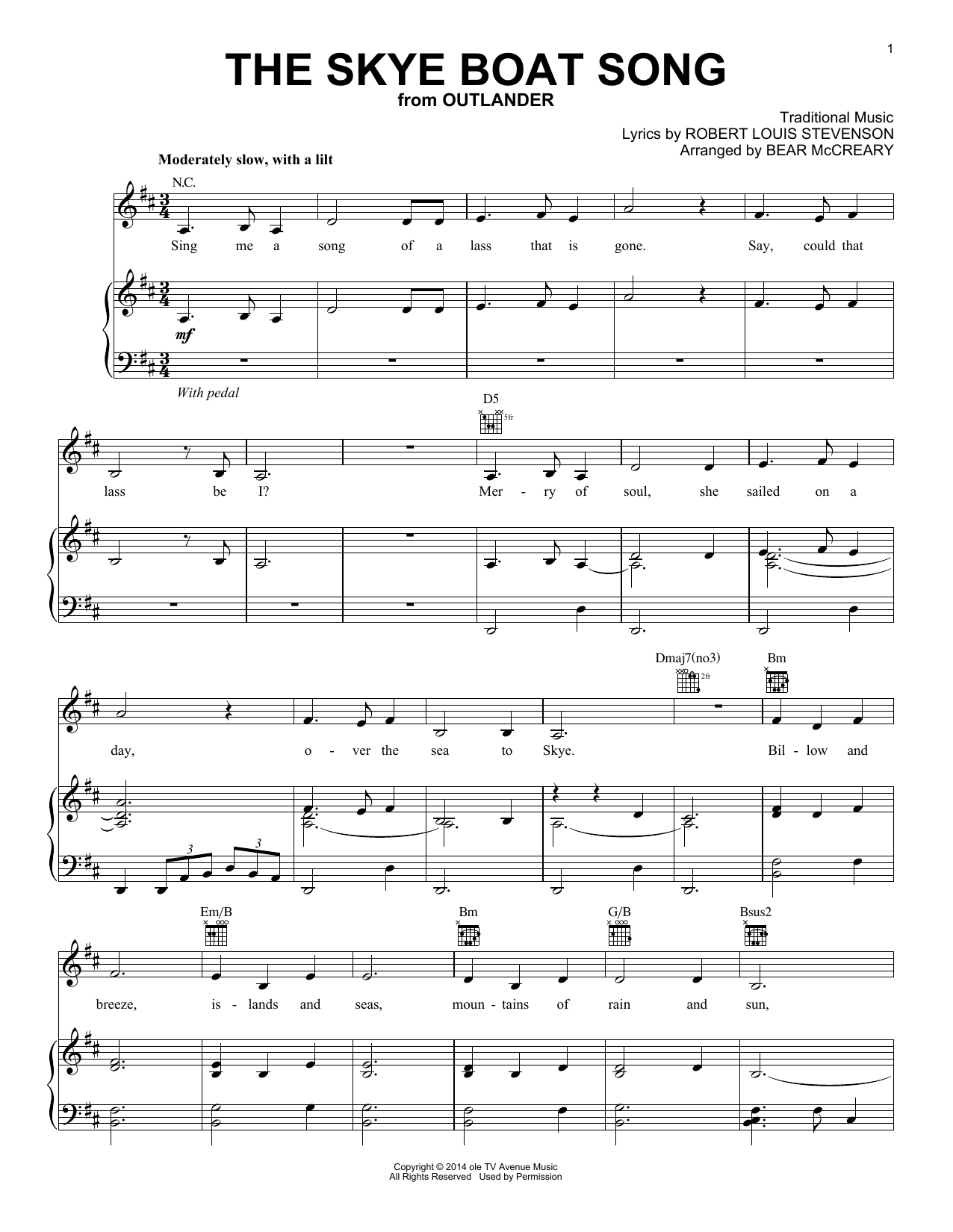 Bear McCreary The Skye Boat Song (from Outlander) Sheet Music
