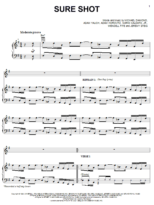 Beastie Boys Sure Shot Sheet Music
