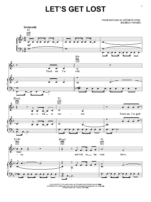 Beck & Bat For Lashes Let's Get Lost Sheet Music