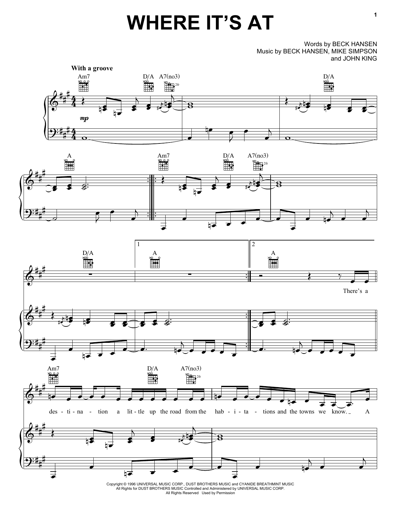 Beck Where It's At Sheet Music