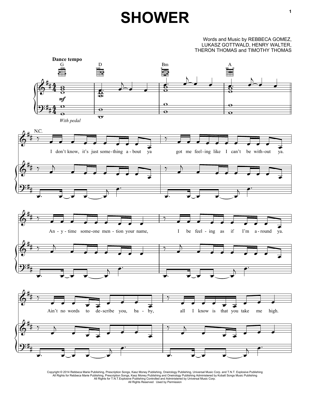 Becky G Shower Sheet Music