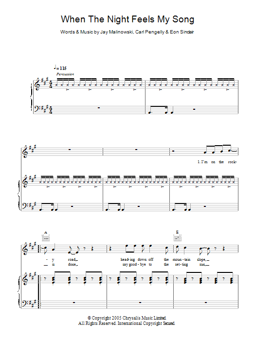 Bedouin Soundclash When The Night Feels My Song Sheet Music