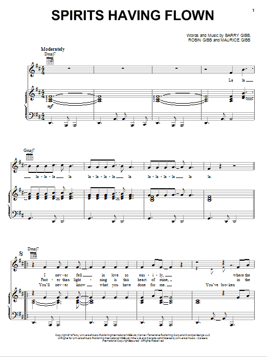 Bee Gees Spirits Having Flown Sheet Music
