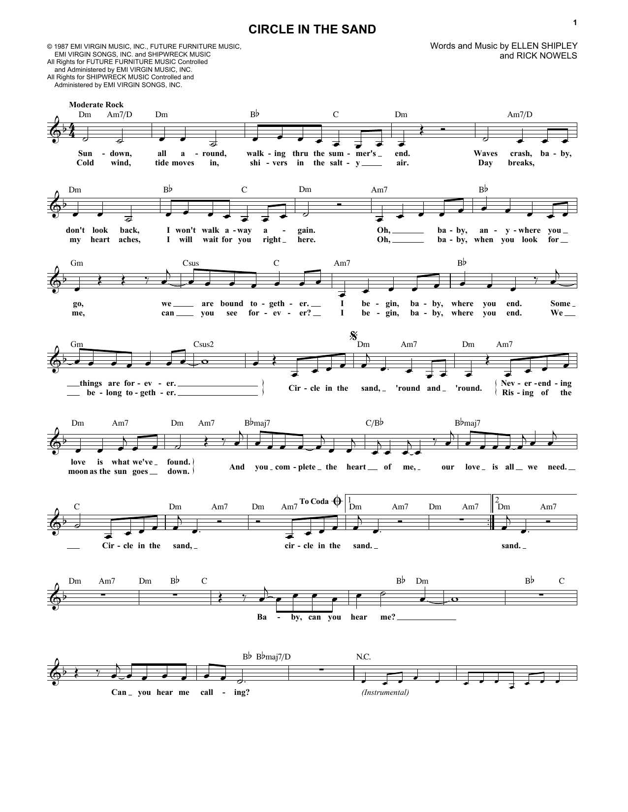 Belinda Carlisle Circle In The Sand Sheet Music