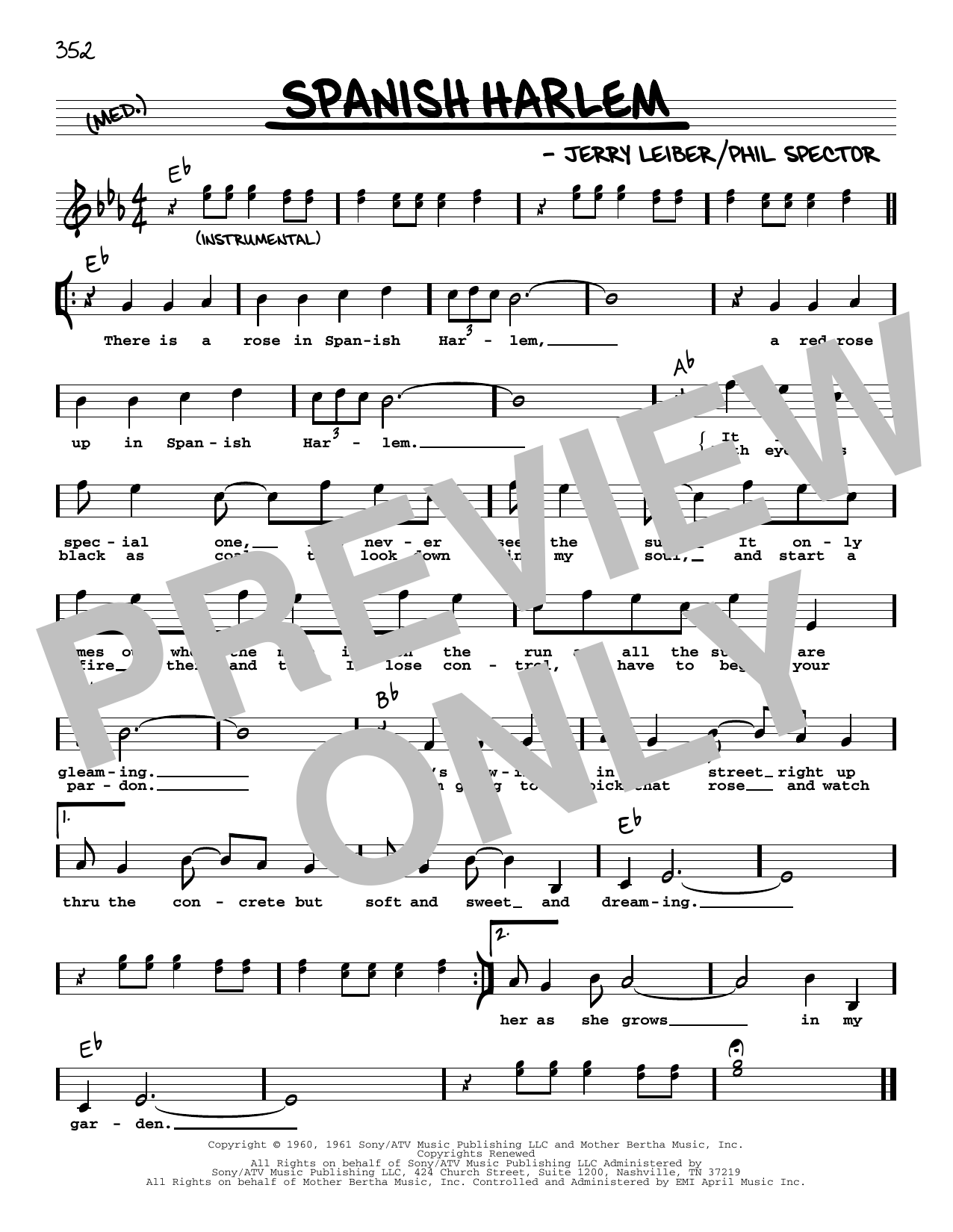 Ben E. King Spanish Harlem (High Voice) Sheet Music