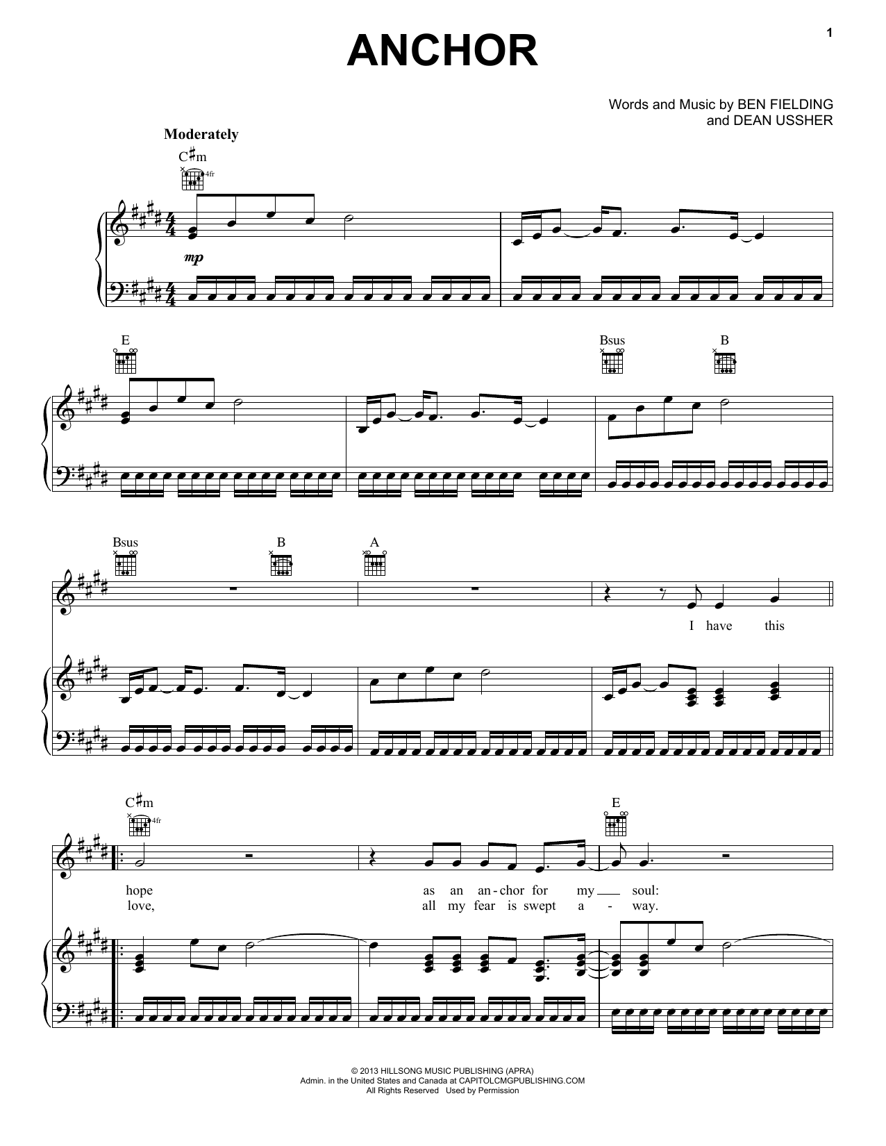 Ben Fielding & Dean Ussher Anchor Sheet Music