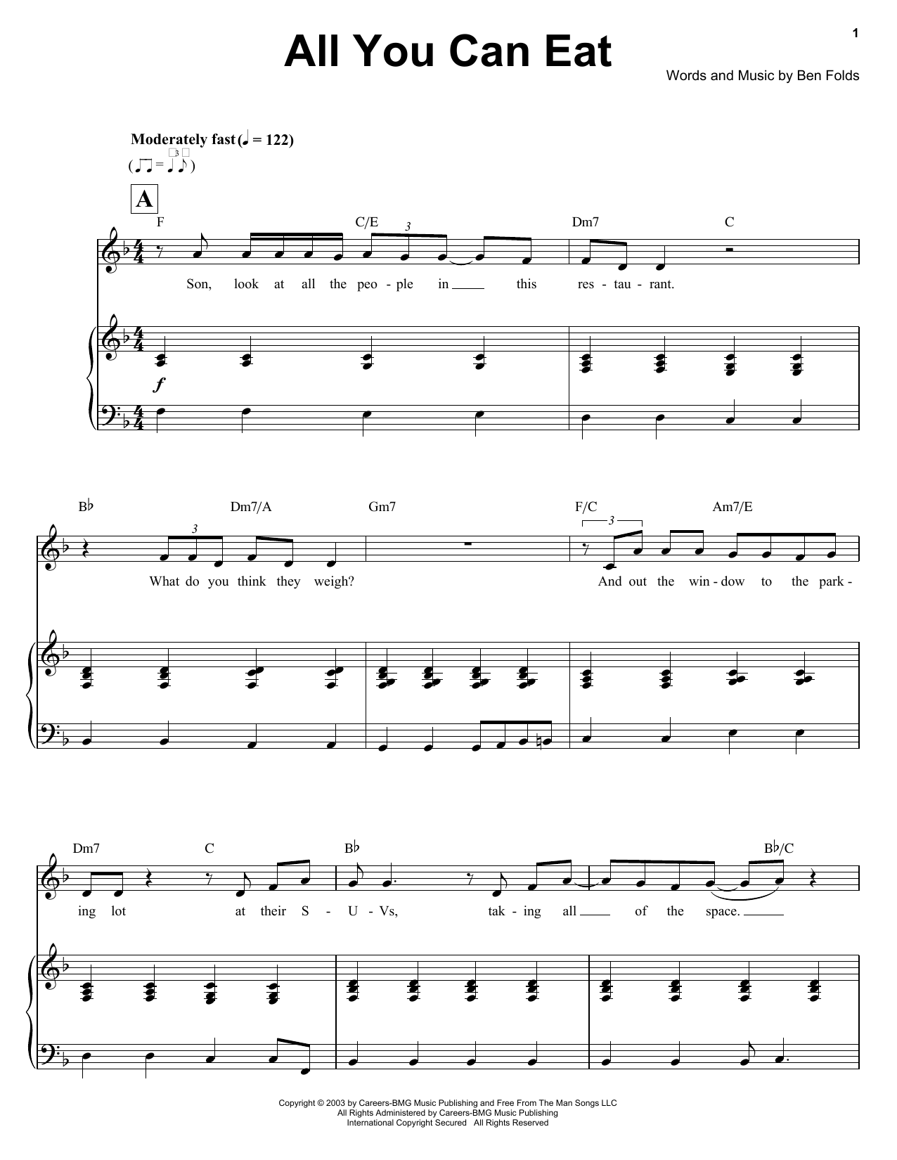 Ben Folds All You Can Eat Sheet Music