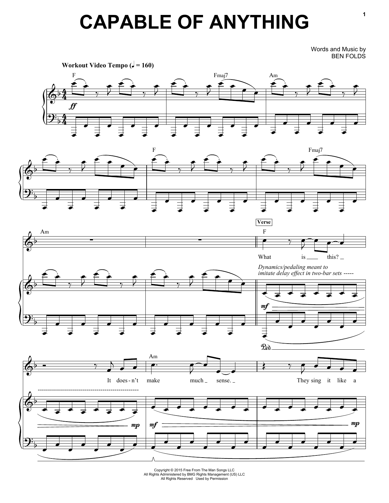 Ben Folds Capable Of Anything Sheet Music