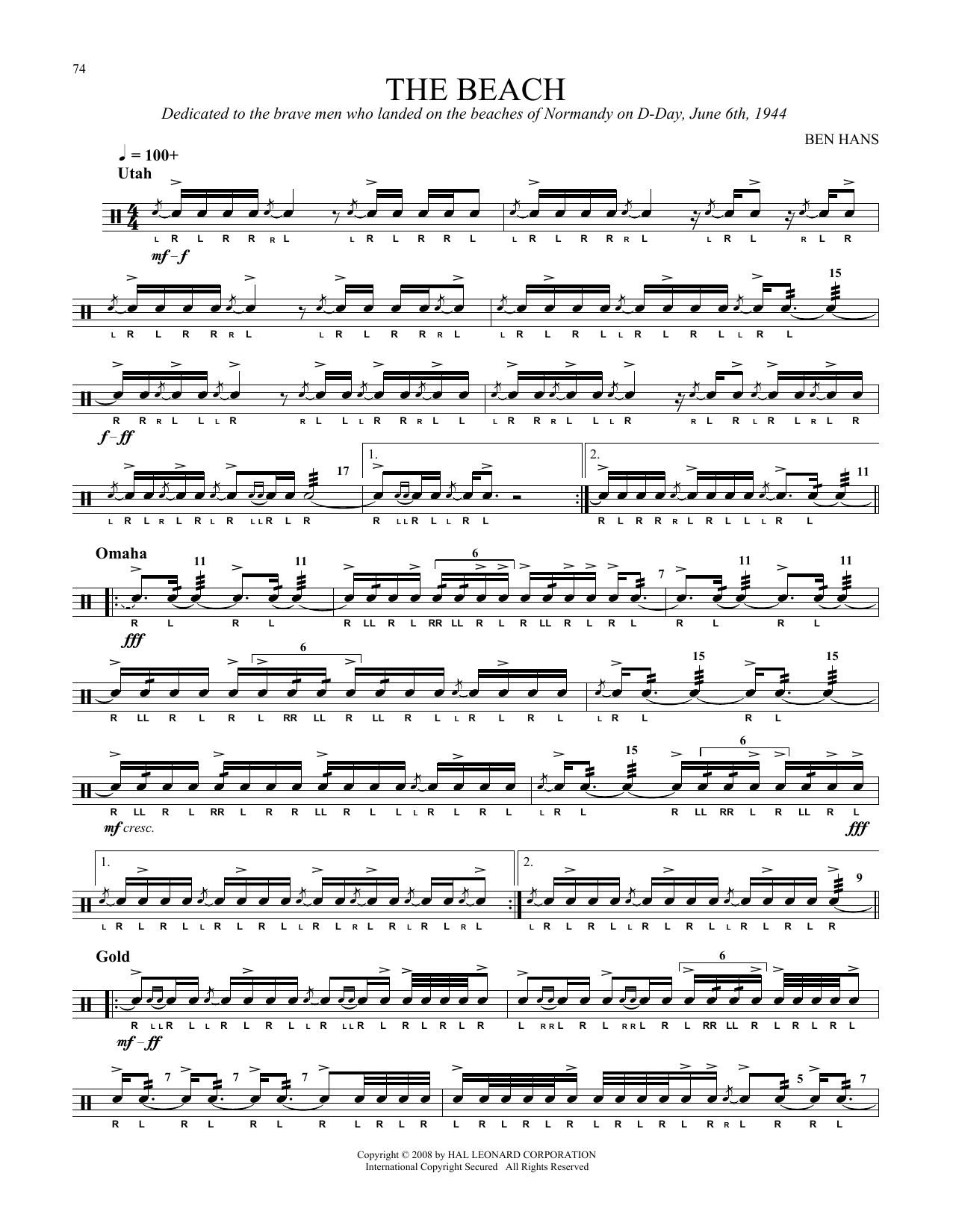 Ben Hans The Beach Sheet Music