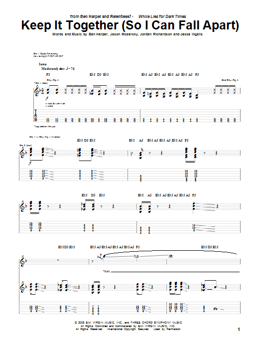 Ben Harper and Relentless7 Keep It Together (So I Can Fall Apart) Sheet Music