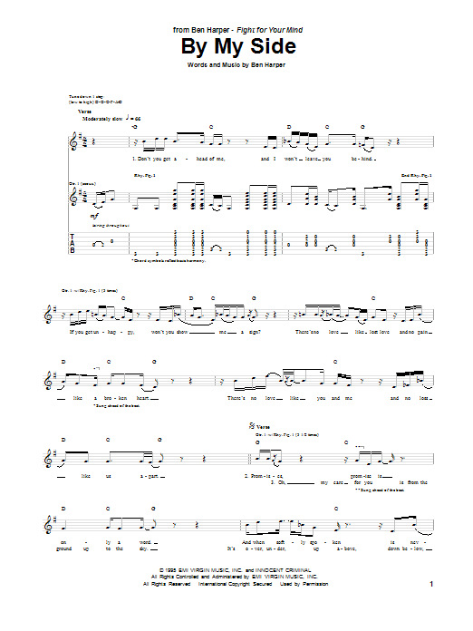 Ben Harper By My Side Sheet Music