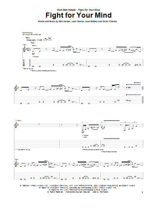 Ben Harper Fight For Your Mind Sheet Music
