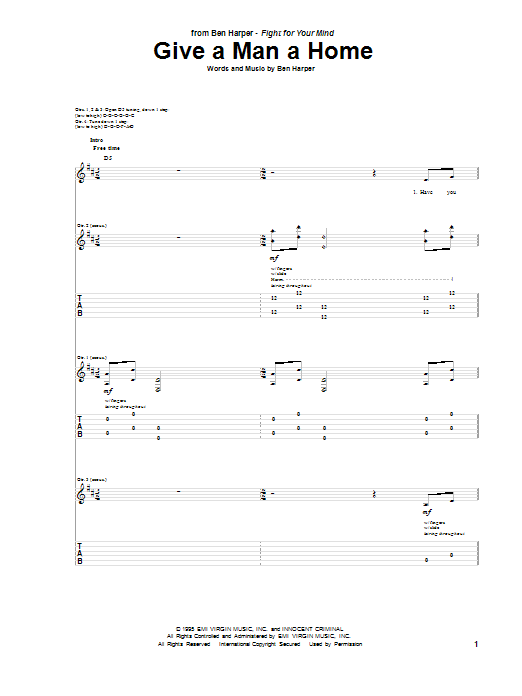 Ben Harper Give A Man A Home Sheet Music