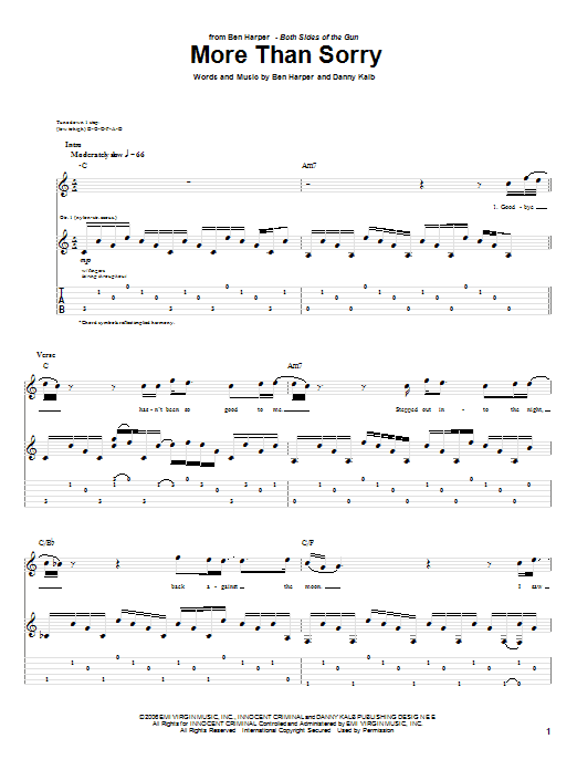 Ben Harper More Than Sorry Sheet Music