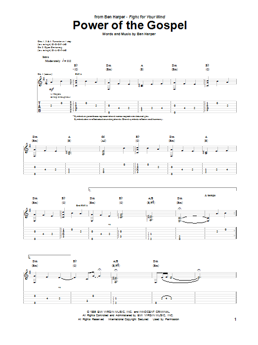 Ben Harper Power Of The Gospel Sheet Music