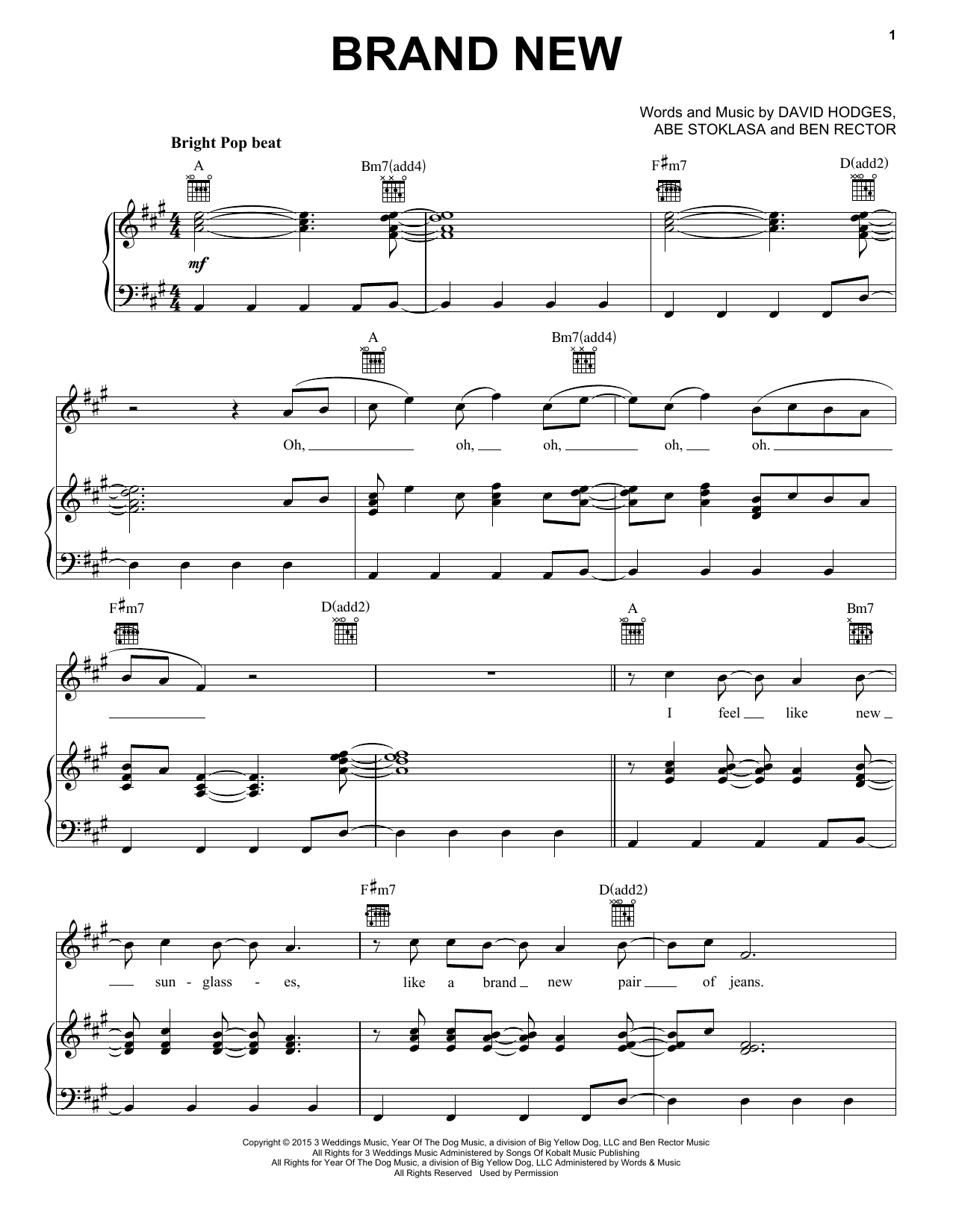 Ben Rector Brand New Sheet Music