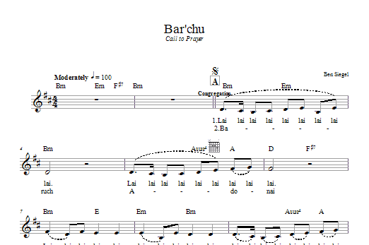 Ben Siegel Bar'chu Sheet Music