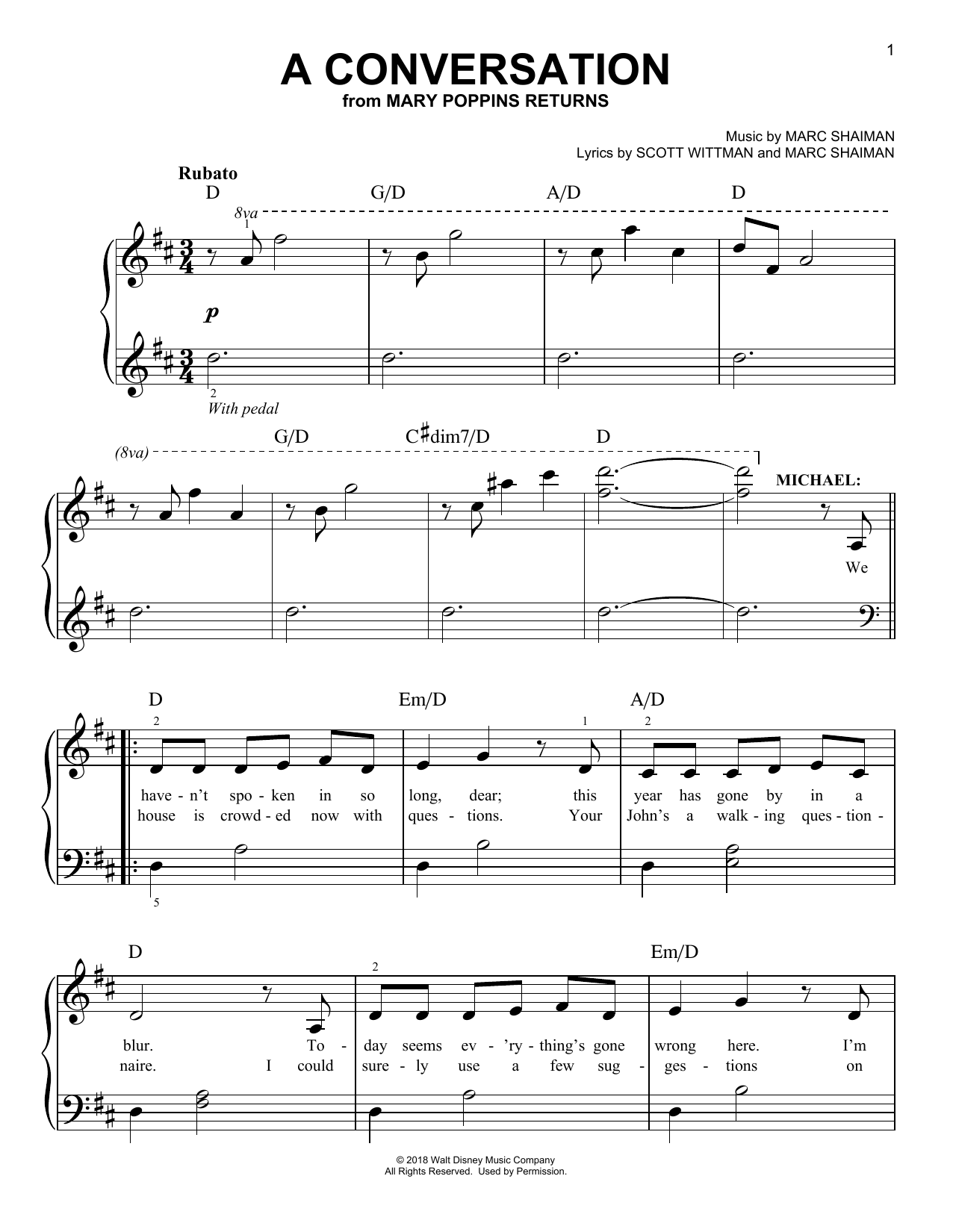 Ben Whishaw A Conversation (from Mary Poppins Returns) Sheet Music