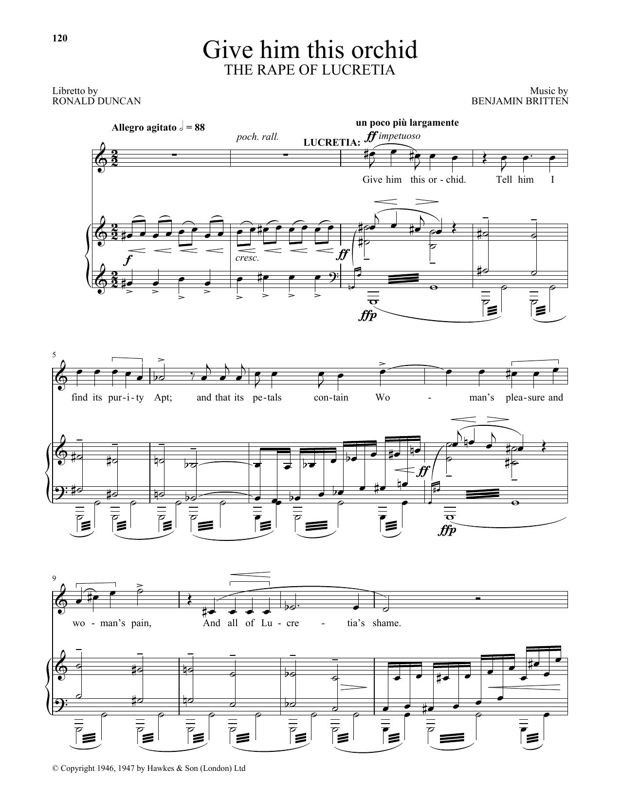 Benjamin Britten Give him this orchid (from The Rape Of Lucretia) Sheet Music