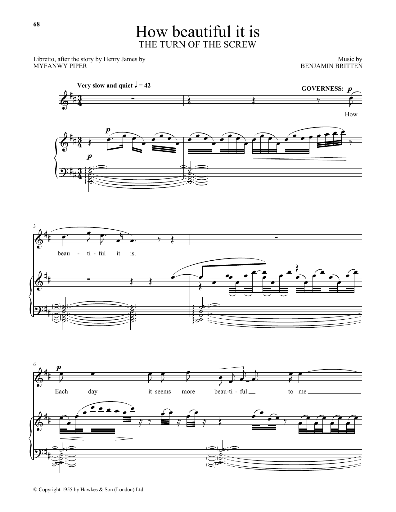 Benjamin Britten How beautiful it is (from The Turn Of The Screw) Sheet Music