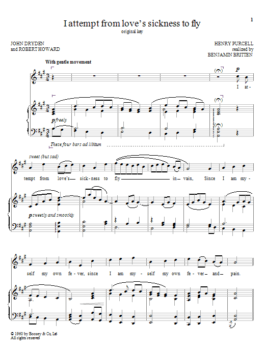 Benjamin Britten I Attempt From Love's Sickness To Fly Sheet Music