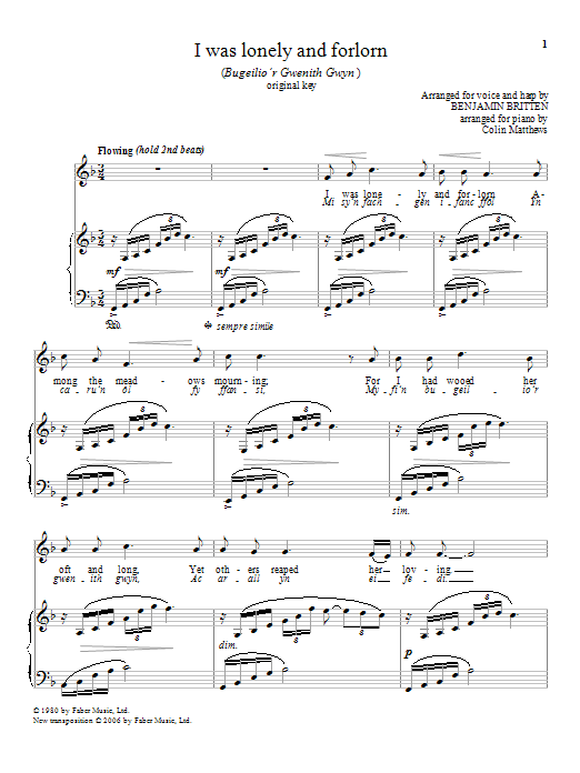 Benjamin Britten I was lonely and forlorn Sheet Music