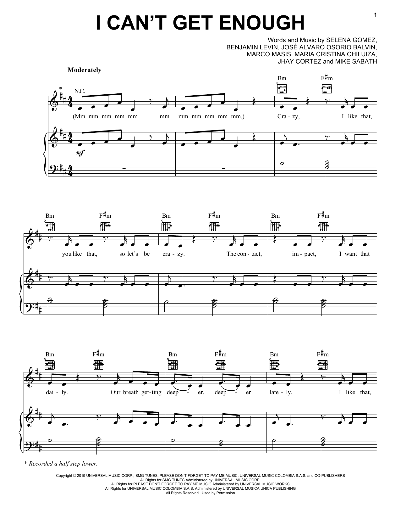 benny blanco, Selena Gomez, Tainy & J Balvin I Can't Get Enough Sheet Music