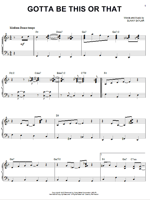 Benny Goodman Gotta Be This Or That Sheet Music