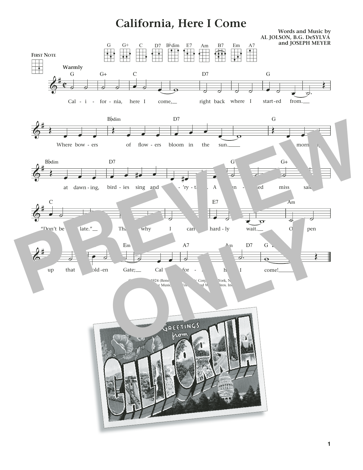 Benny Goodman & His Orchestra California, Here I Come (from The Daily Ukulele) (arr. Liz and Jim Beloff) Sheet Music