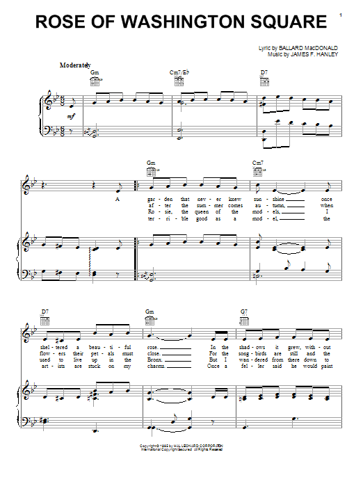 Benny Goodman Rose Of Washington Square Sheet Music