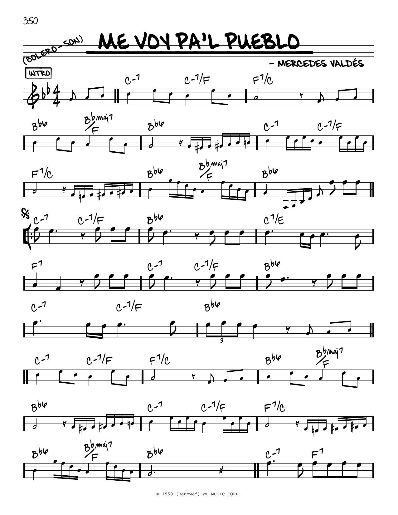 Benny More Me Voy Pa'l Pueblo Sheet Music
