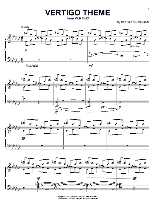 Bernard Hermann Vertigo Theme Sheet Music