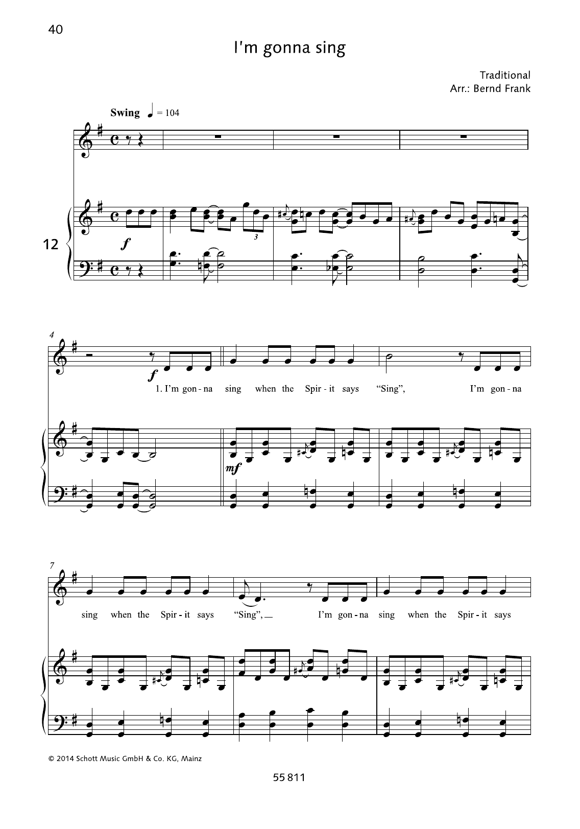 Bernd Frank I'm Gonna Sing Sheet Music