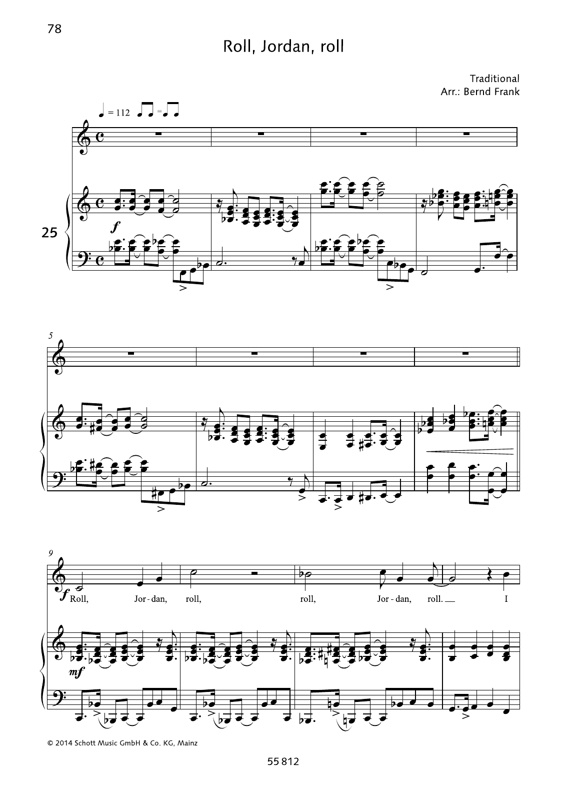 Bernd Frank Roll, Jordan, Roll Sheet Music