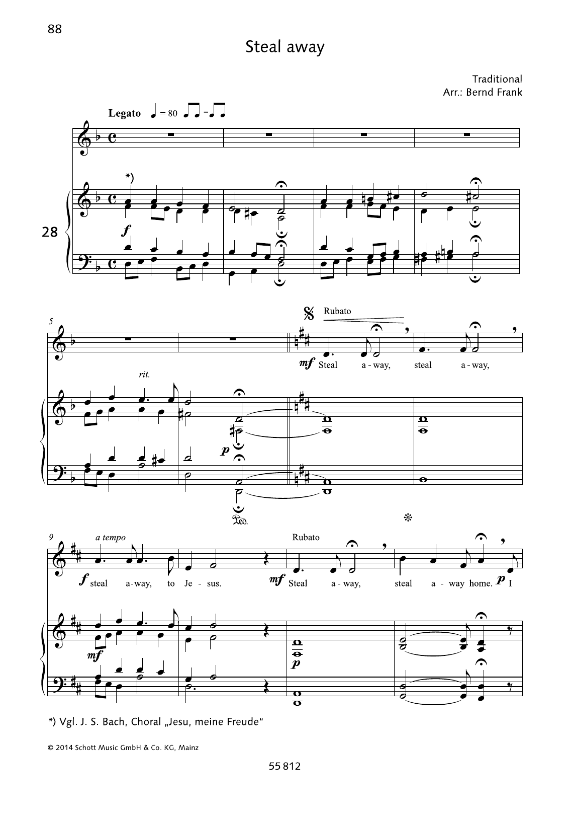 Bernd Frank Steal Away Sheet Music