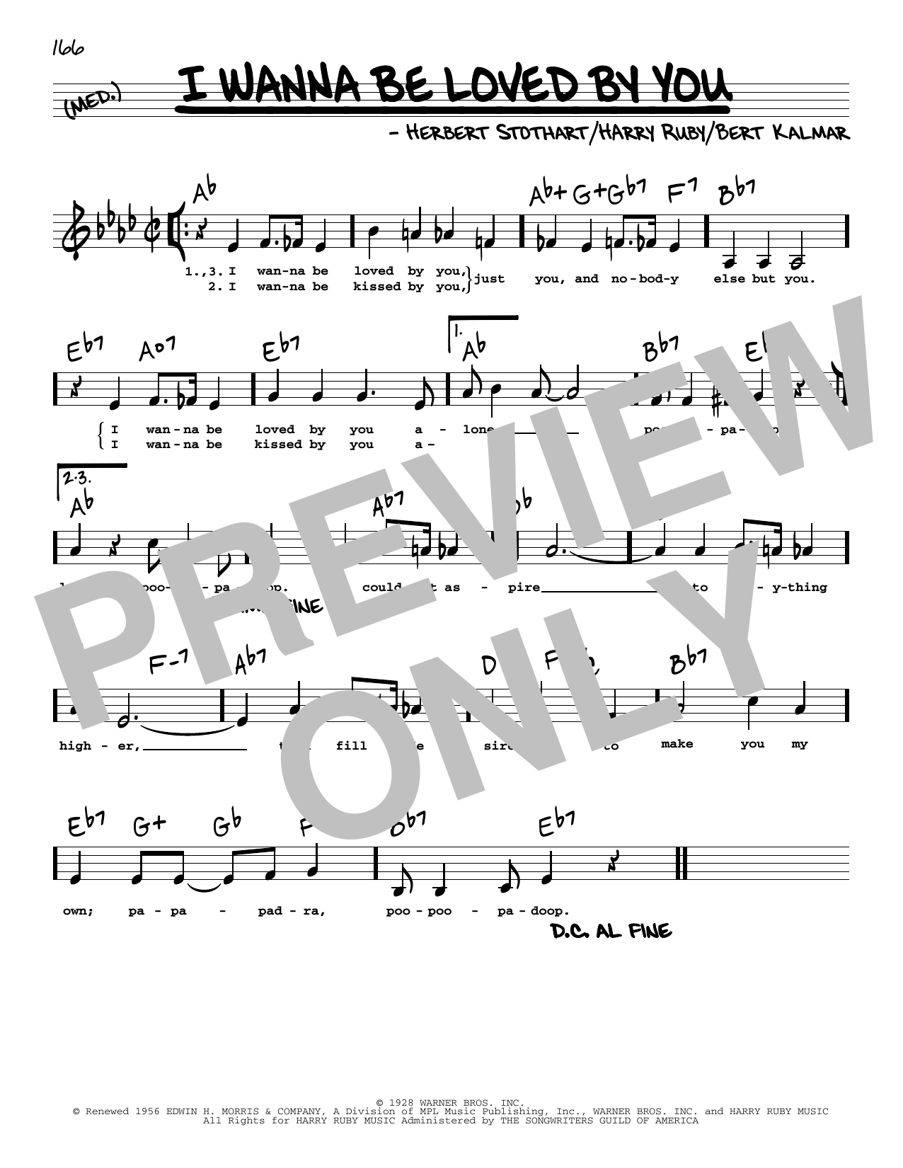 Bert Kalmar I Wanna Be Loved By You (Low Voice) Sheet Music